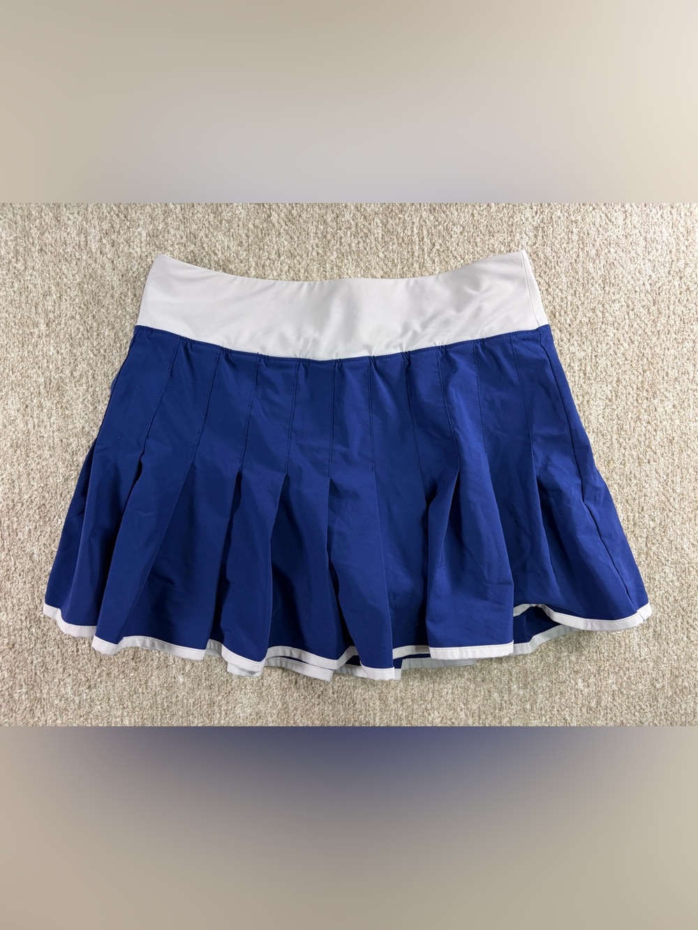 Prince Blue and White Pleated Skater Skirt